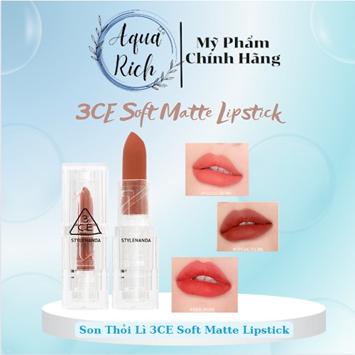 Son Thỏi Lì Vỏ Trong 3ce Soft Matte Lipstick Clear Layer Edition Full Màu