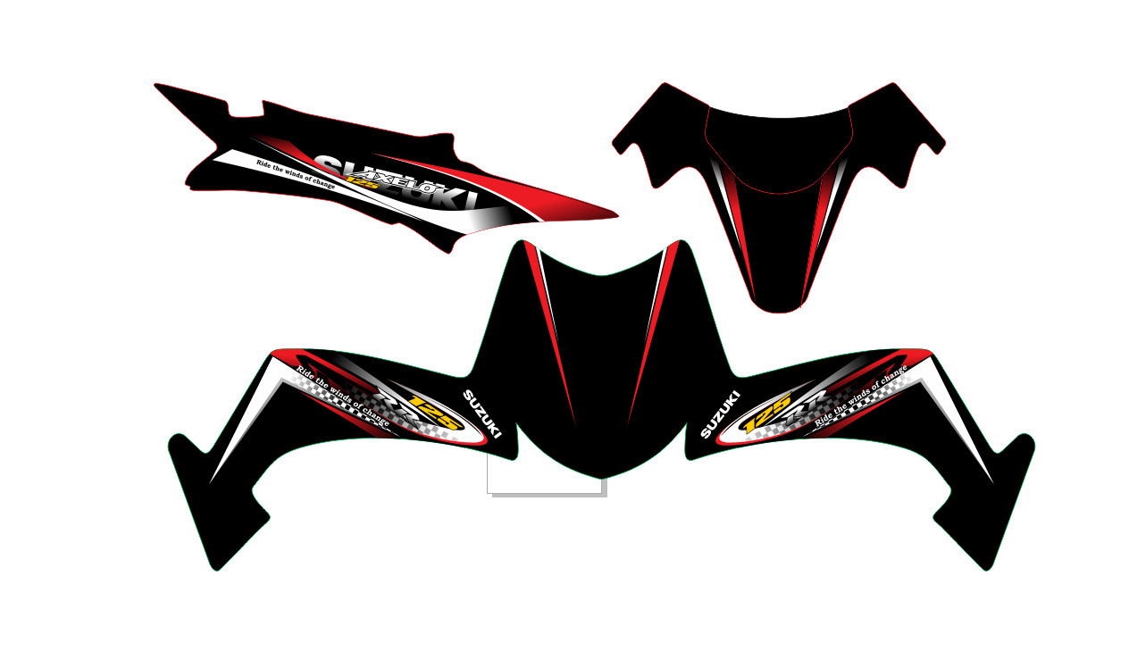 Tem axelo suzuki 125 đỏ đen caro tặng logo