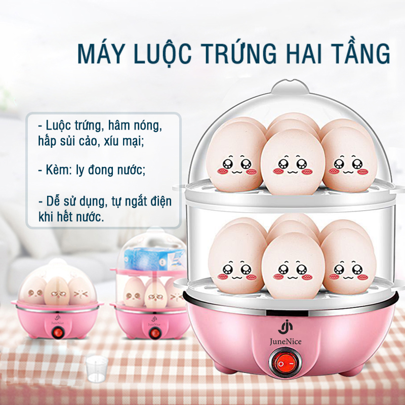 [HCM]Máy nấu trứng JN hấp trứng xá xíu và xíu mại máy hai tầng nấu 1 lần 14 quả trứng cạn nước tự ngắt