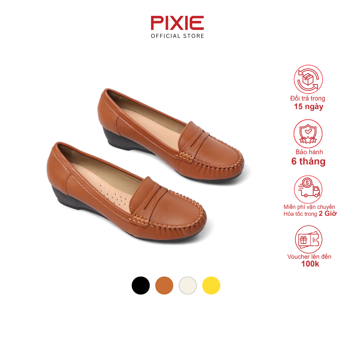 Giày Mọi Nữ Đế Xuồng 5cm Da Thật Pixie X997