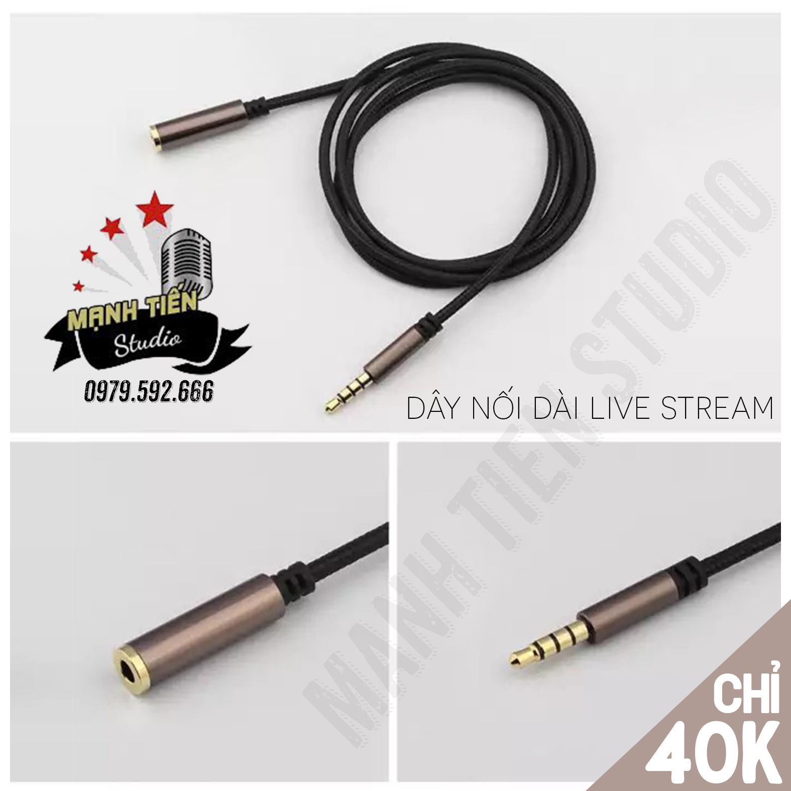 Dây nối dài livestream tai nghe 2m đầu jack 3.5 mm xịn cao cấp chuẩn hàng