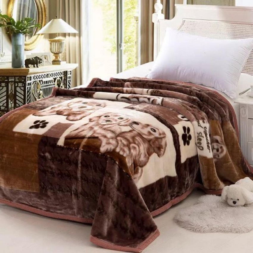 2 layers cute dog fleece blanket high-grade soft sleeping bag