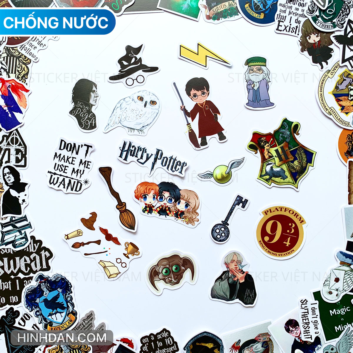 Harry Potter Stickers - Chất liệu PVC chất lượng cao chống nước, chống nắng - Kích thước 4-8cm - Decor tường tủ xe, trang trí nón bảo hiểm, laptop, đàn guitar, sổ tay - Sticker Việt Nam