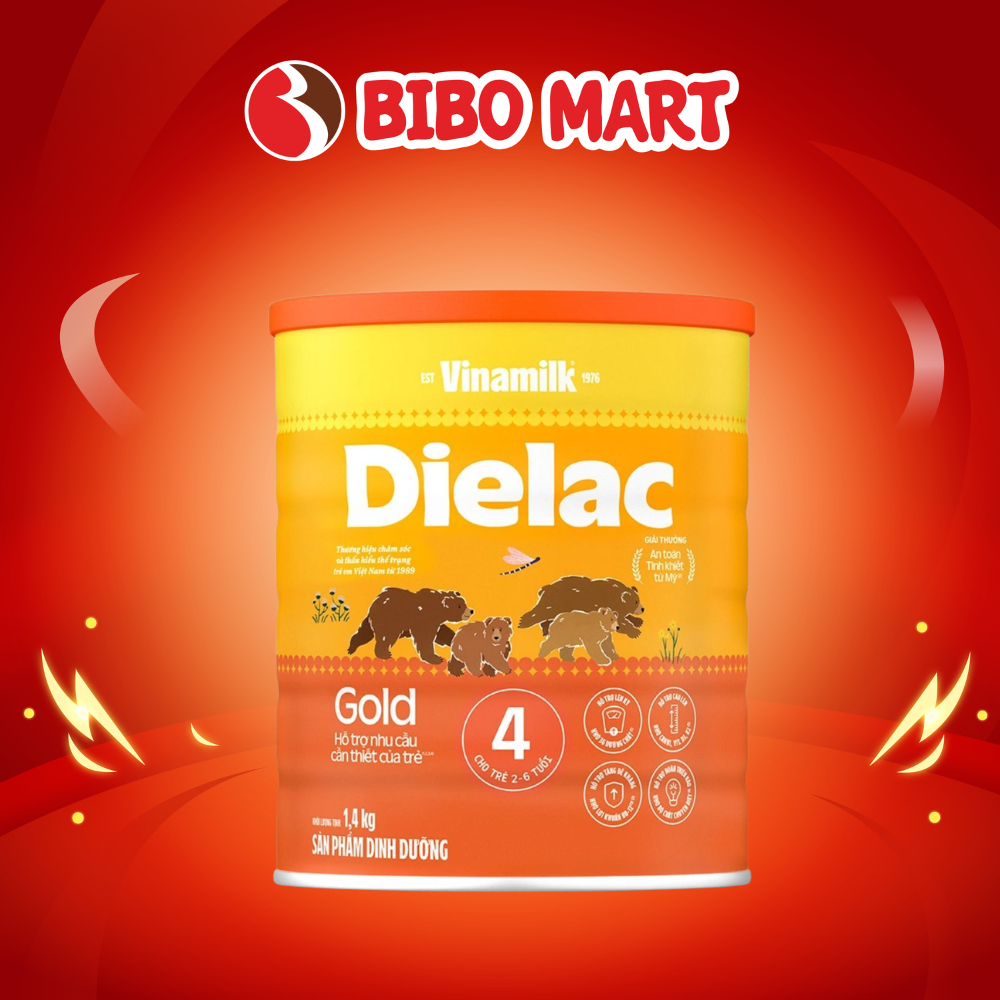 Sữa Vinamilk Dielac Gold Số 4 Lon 1.4kg Hỗ Trợ Nhu Cầu Cần Thiết Của Trẻ Cho Bé Từ 2 - 6 Tuổi - Bibo Mart