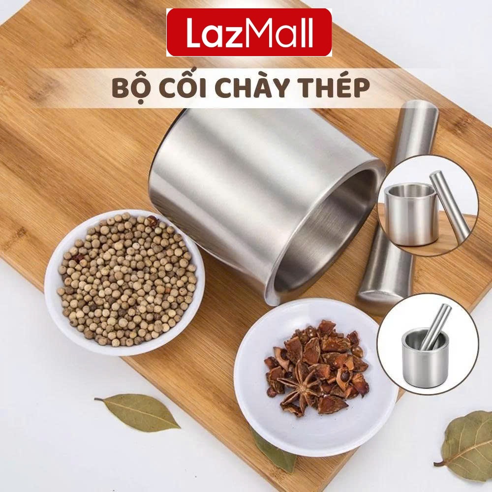 LOCK & LOCK Săn Sale LazMaLL Nhật Bản Bộ Cối Chày Inox 304 Cao Cấp Không Gỉ – Cối Giã Thực Phẩm Loại Lớn 10×9.5 Chày 15cm Hàng Chính Hãng