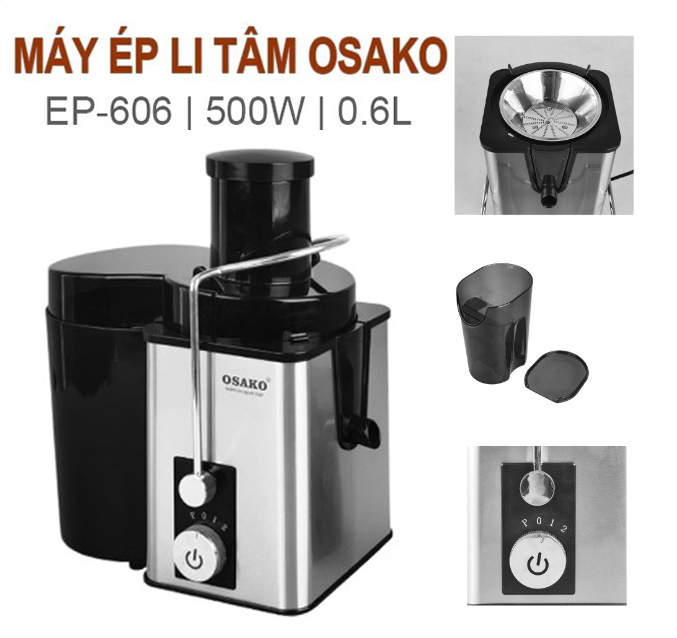 Máy ép li tâm đa năng osako ep-606, công suất 500w dùng được cho quán - lưỡi dao sắc bén có độ bền cao - thiết kế 2 tốc độ ép - dễ dàng sử dụng và vệ sinh