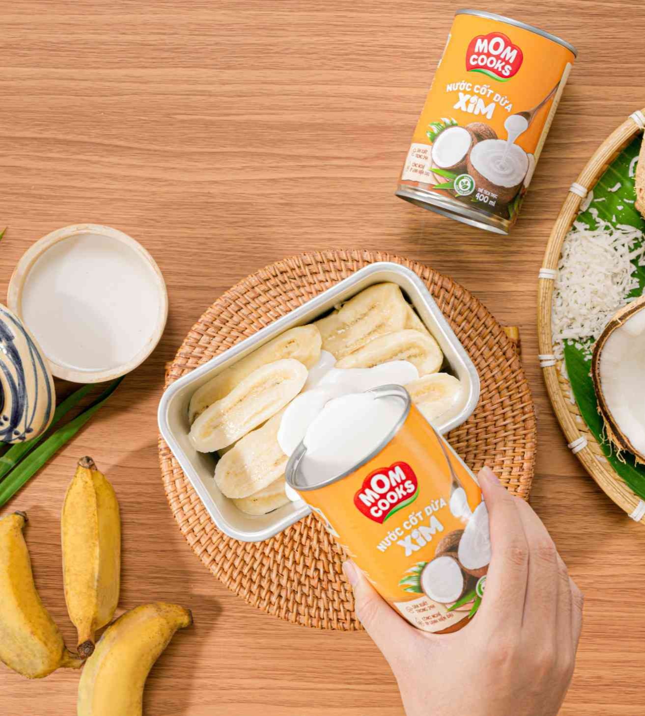 MOM COOKS [Lon 400ml] NƯỚC CỐT DỪA XIM BẾN TRE Coconut Milk