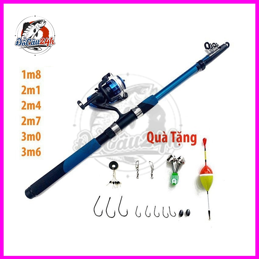 Bộ cần câu máy shimano rút gọn tặng kèm 6 phụ kiện