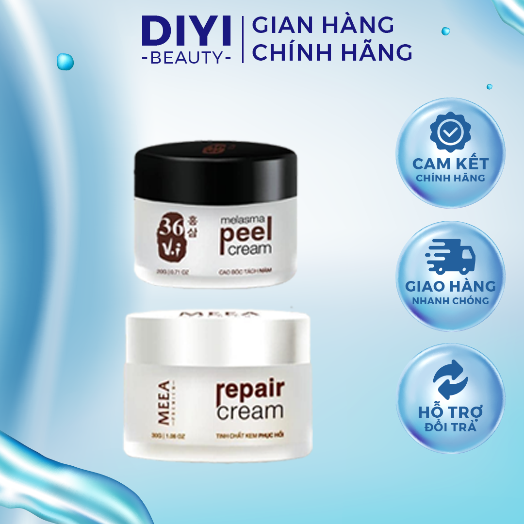 Combo kem dưỡng phục hồi meea & peel tảo sâm bóc tách da meea - hàng chính hãng
