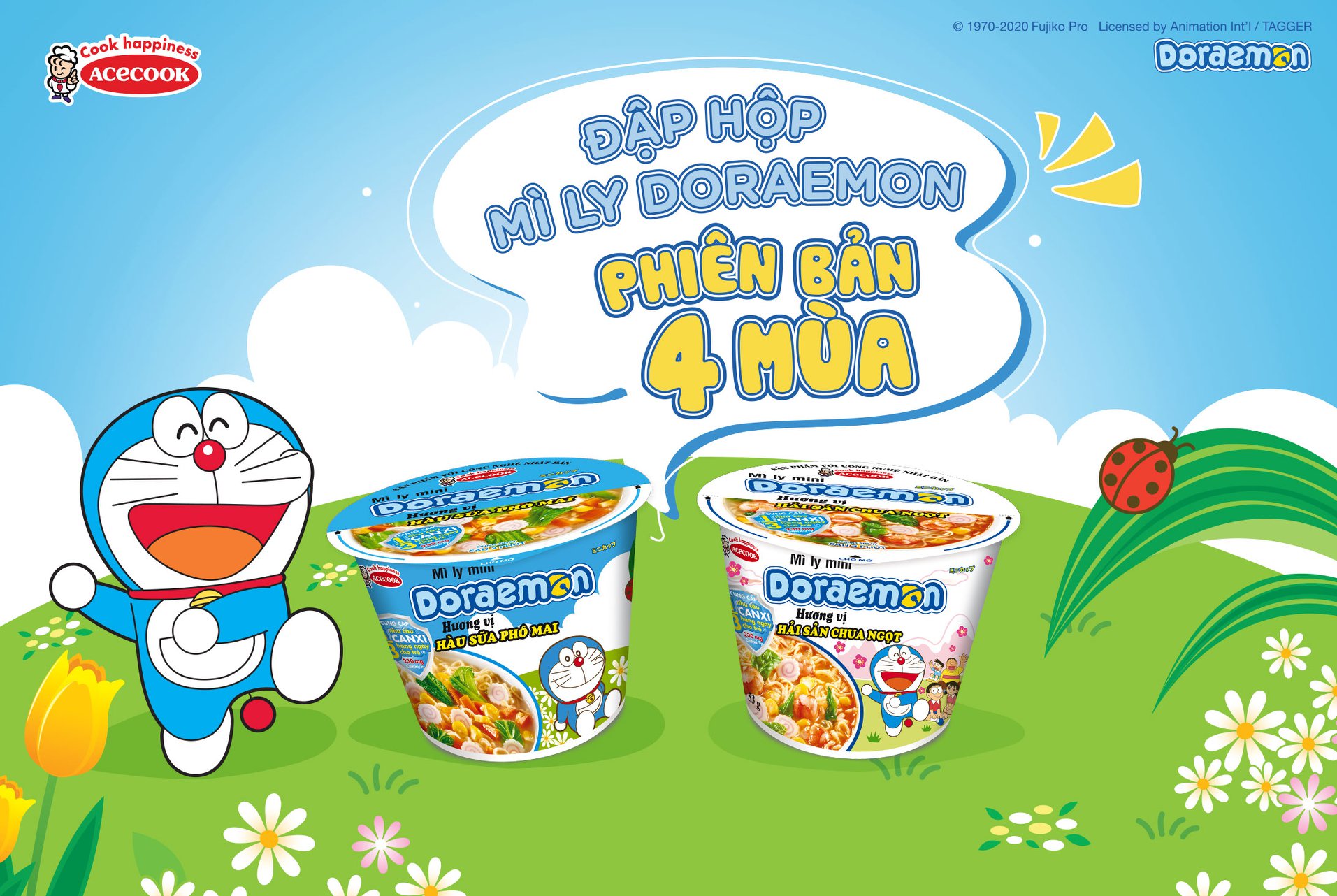 chọn vị Mì ly mini Doraemon hàu sữa phô mai hải sản chua ngọt 48g - Thùng