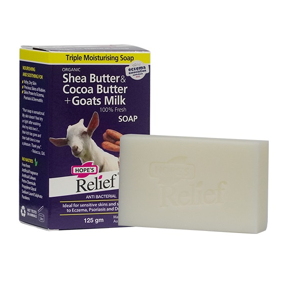 Xà bông từ sữa dê, bơ, ca cao diệt khuẩn – Hope’s Relief Shea, Cocoa, Goat’s Milk Soap (Bánh 125g)