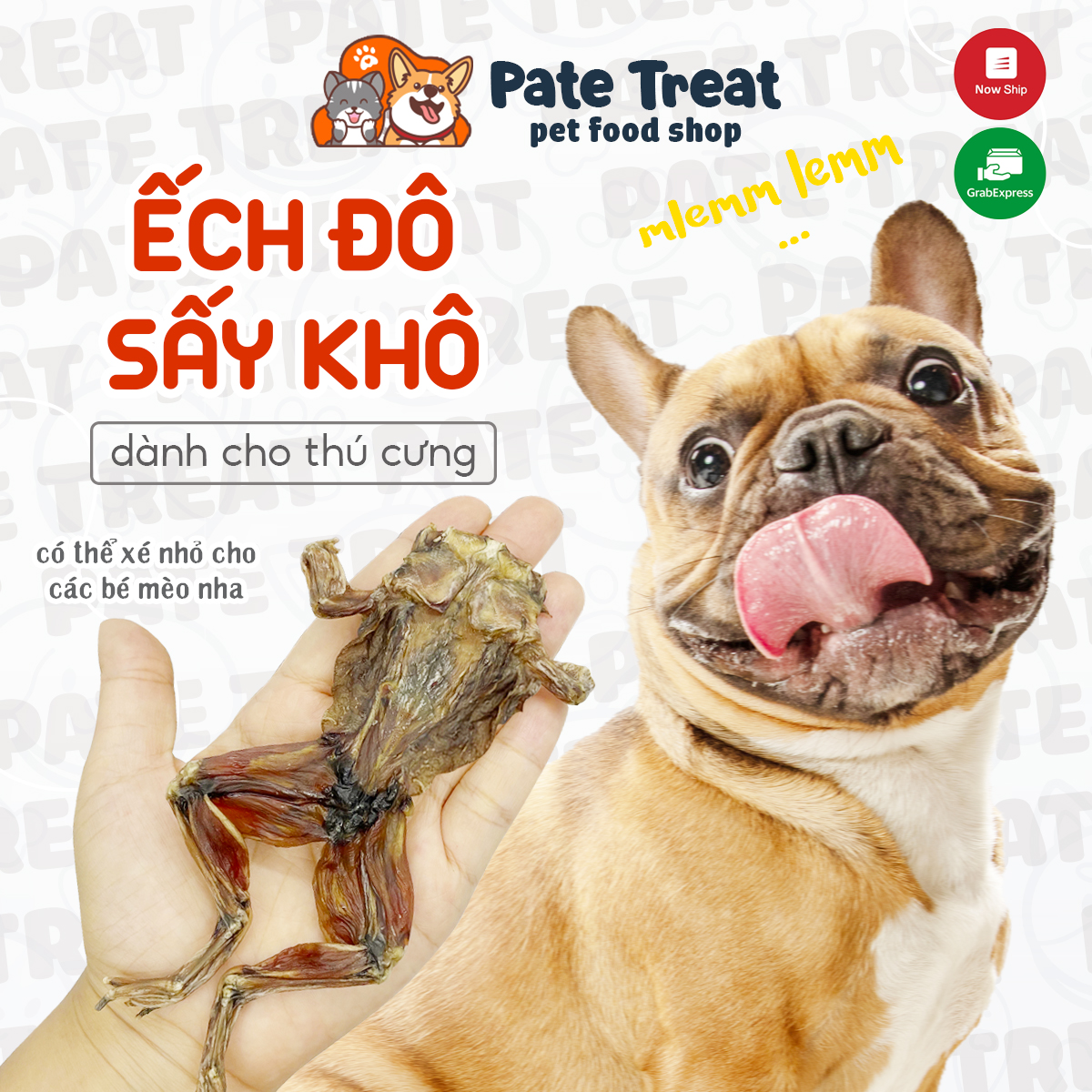 Thức ăn cho chó mèo treat bánh thưởng ếch sấy khô cho chó mèo thú cưng đồ ăn cho chó mèo PATE TREAT