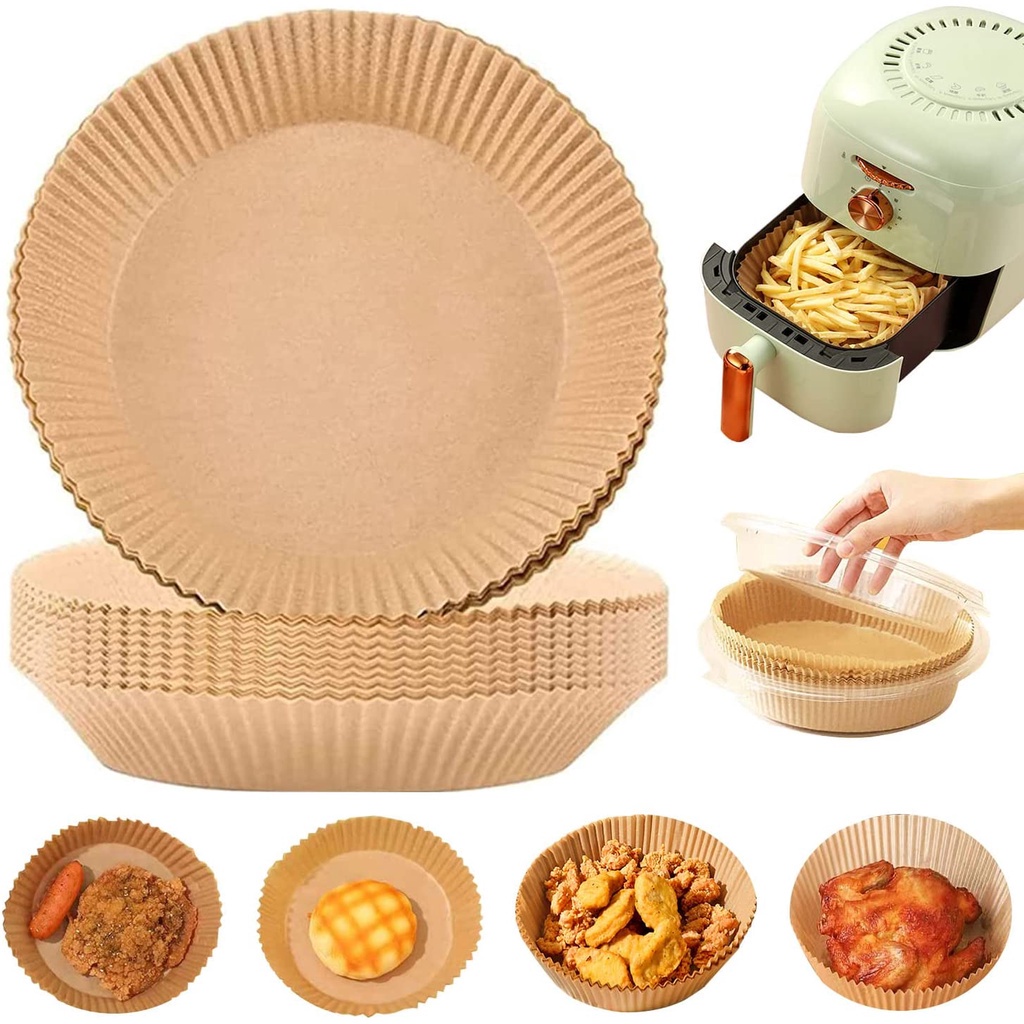 SET 50 TờGiấy Lót Nồi Chiên Không Dầu Màu Nâu ,Giấy Nến Vàng Lót Nồi Chiên Không Dầu Đa Năng