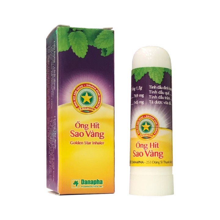 Ống hít thông mũi Sao Vàng - Thông mũi nhanh, giúp dễ thở, giảm nghẹt mũi sổ mũi