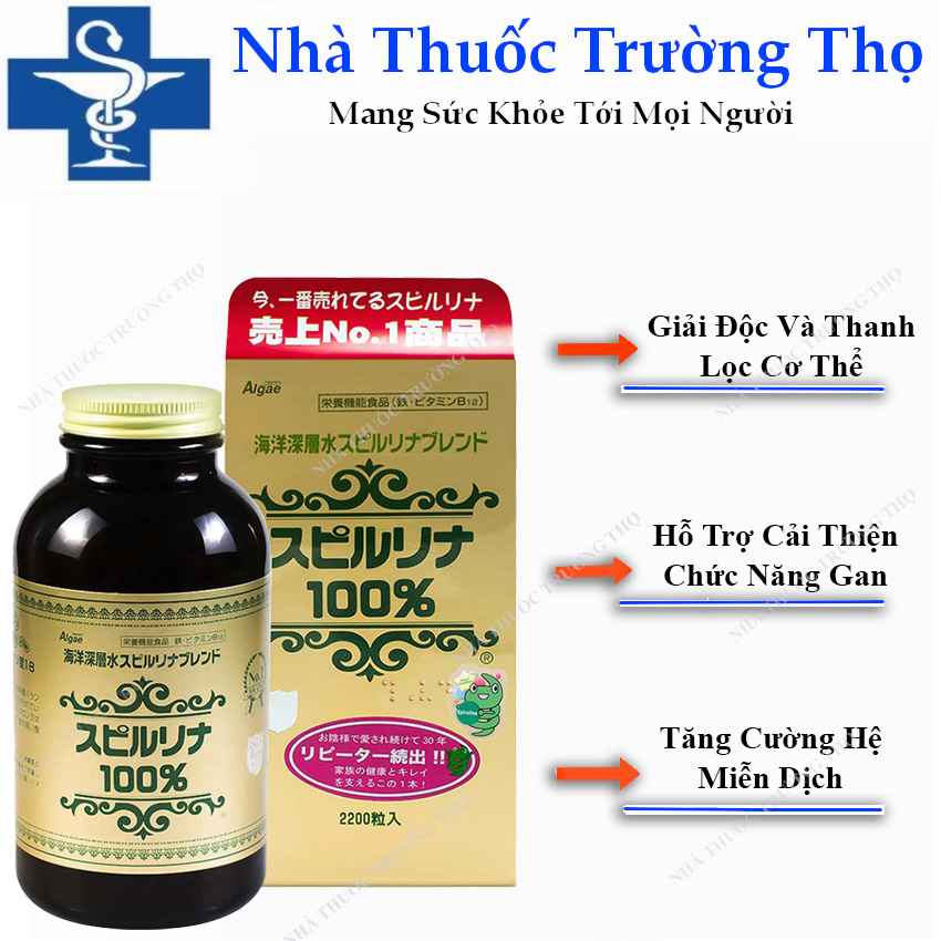 Tảo Biển Xoắn Spirulina Nhật Bản Hộp 2200 Viên tảo biển xoắn spirulina tốt cho sức khỏe