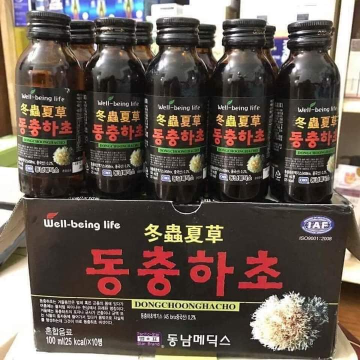 Nước uống đông trùng hạ thảo Hàn Quốc hộp 10 chai x 100ml