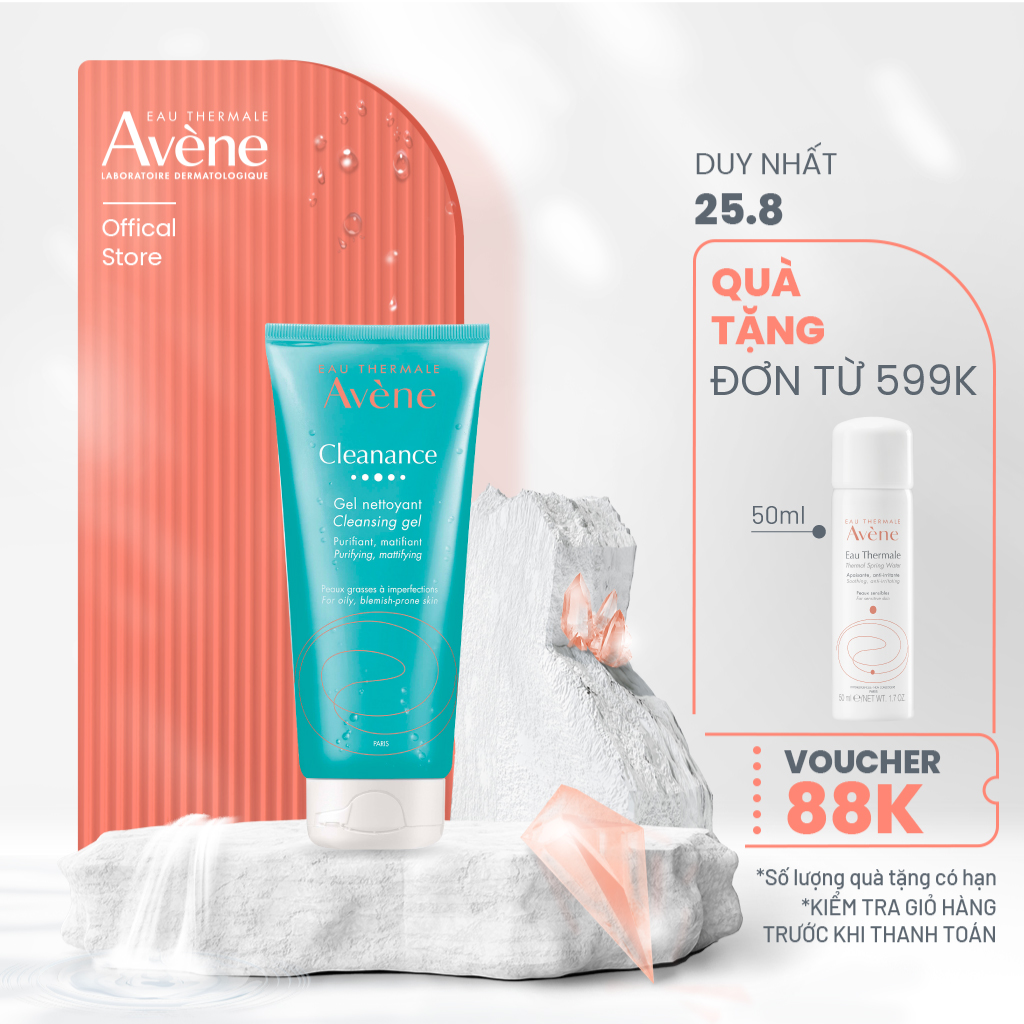 Gel rửa mặt tạo bọt cho da dầu nhạy cảm avène cleanance cleansing gel 200ml