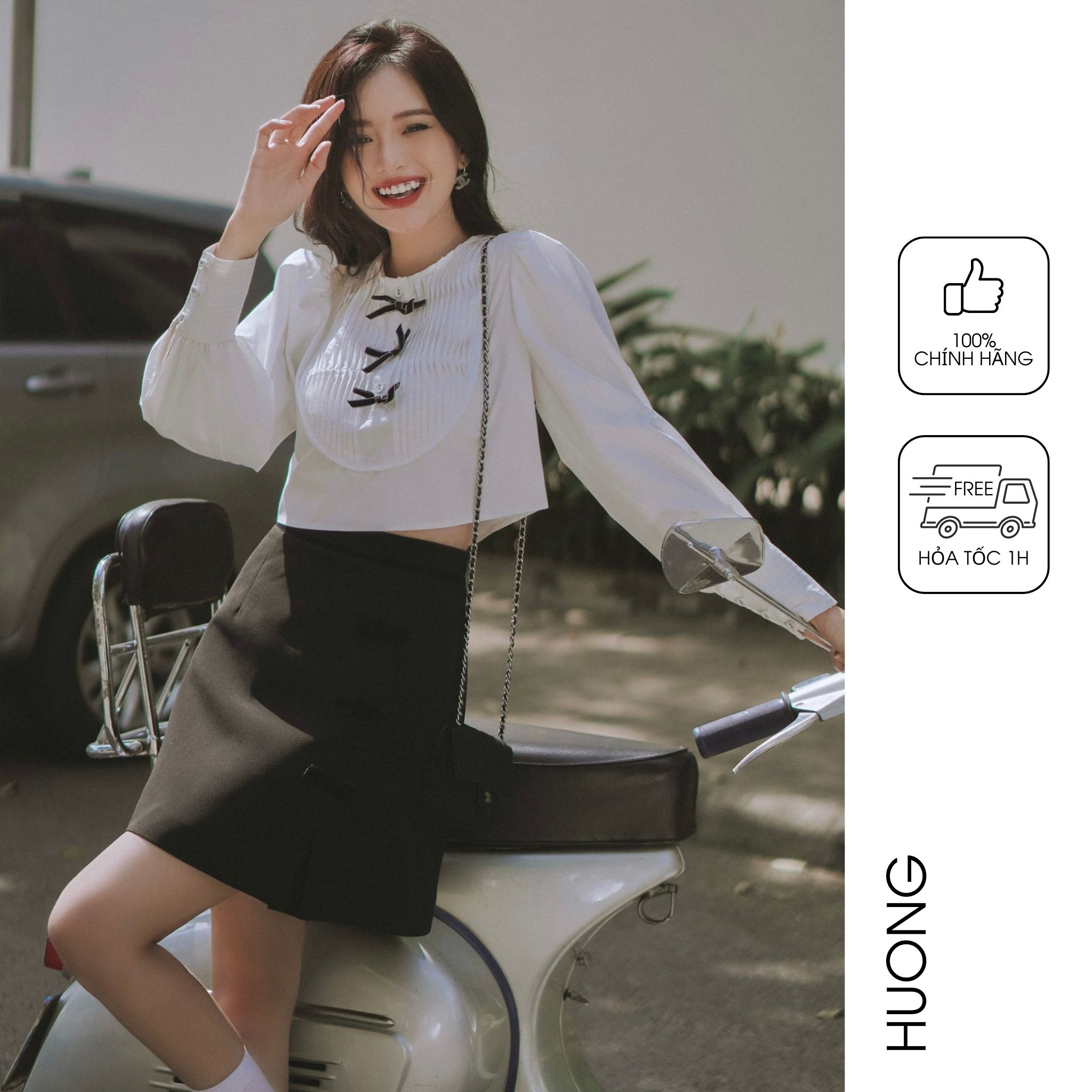 Chân váy mini little bowie velvet skirt huong boutique hbz433