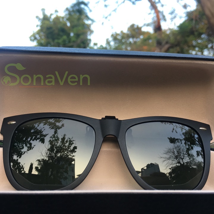 [HCM]KÍNH RÂM KẸP CẬN ĐEN - TẶNG HỘP KHĂN - SONAVEN