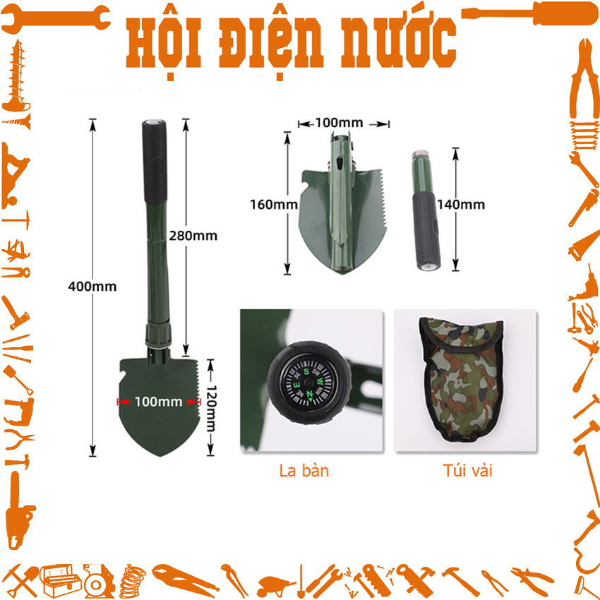 Bộ dụng cụ cuốc xẻng đa năng gấp gọn TUOSEN / Tuo Sen