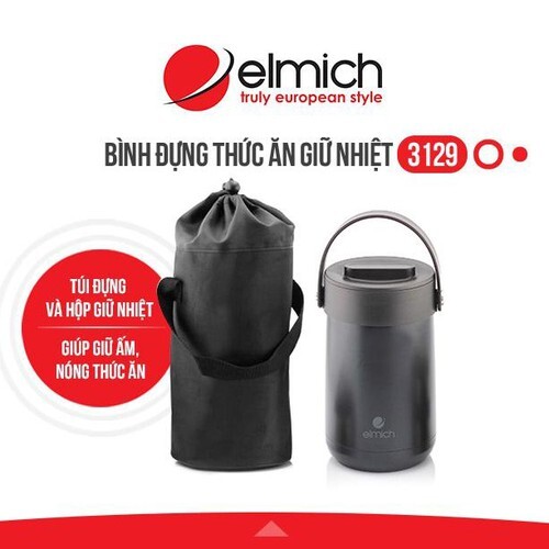 Bình đựng cơm văn phòng giữ nhiệt 3 ngăn inox 304 Elmich EL-3129 kèm túi xách
