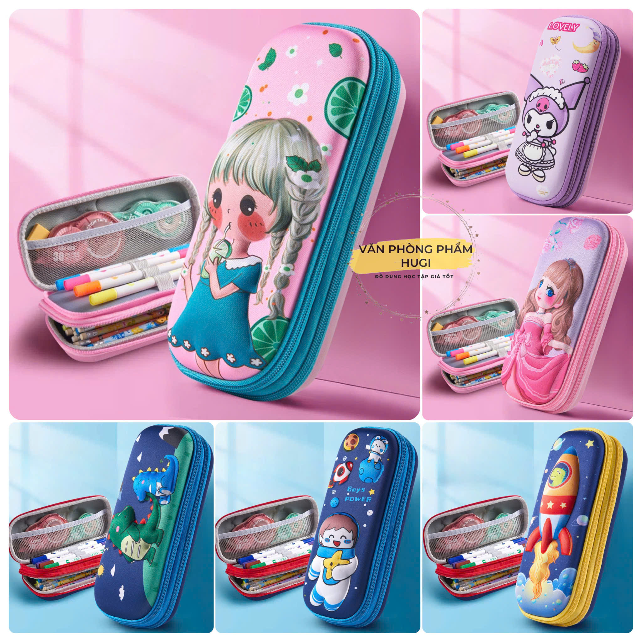 Cute 3D Pencil Case with 2 Layers (selected models) for students