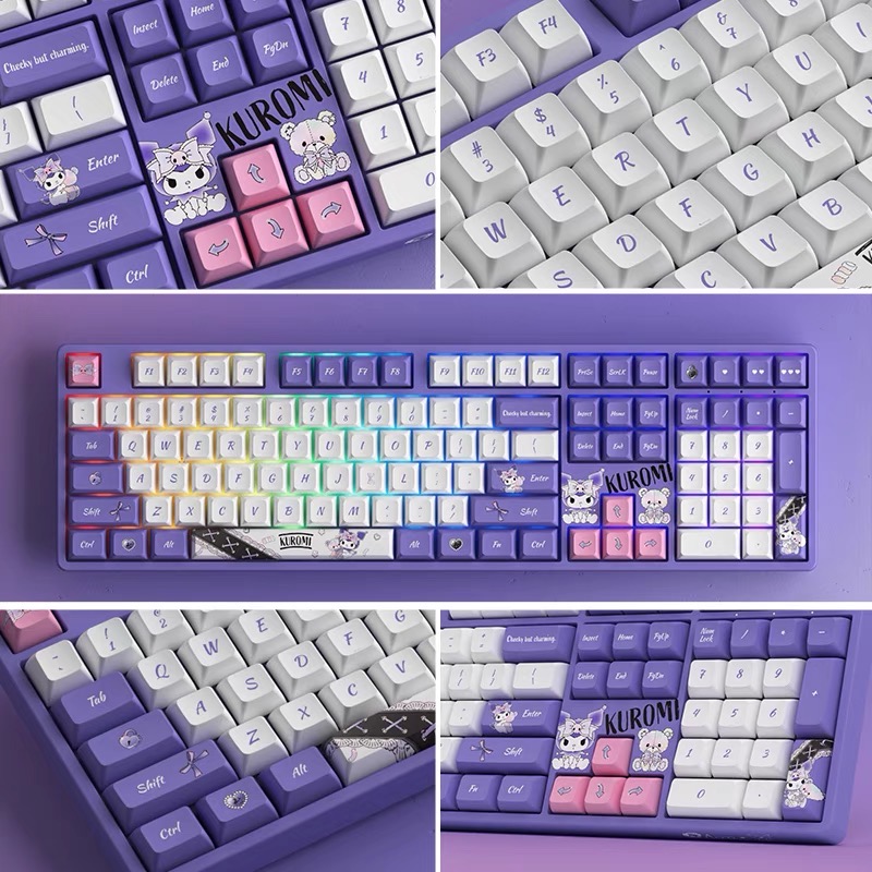 Bàn phím cơ không dây AKKO 5108B phiên bản giới hạn Kuromi có LED RGB hotswap JDA keycap CS crystal switch