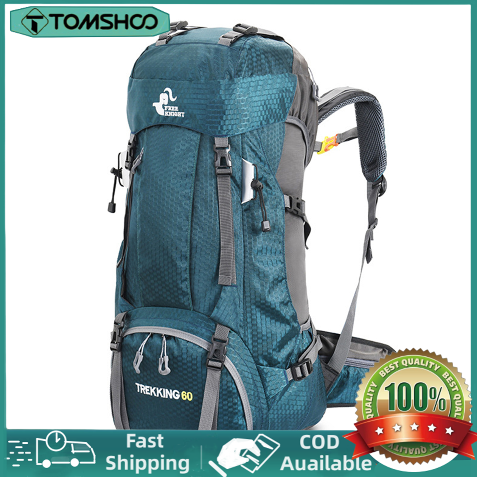 Tomshoo ba lô đi bộ đường dài free knight 60l-du lịch cắm trại leo núi chống nước-bao gồm che mưa-fk0395