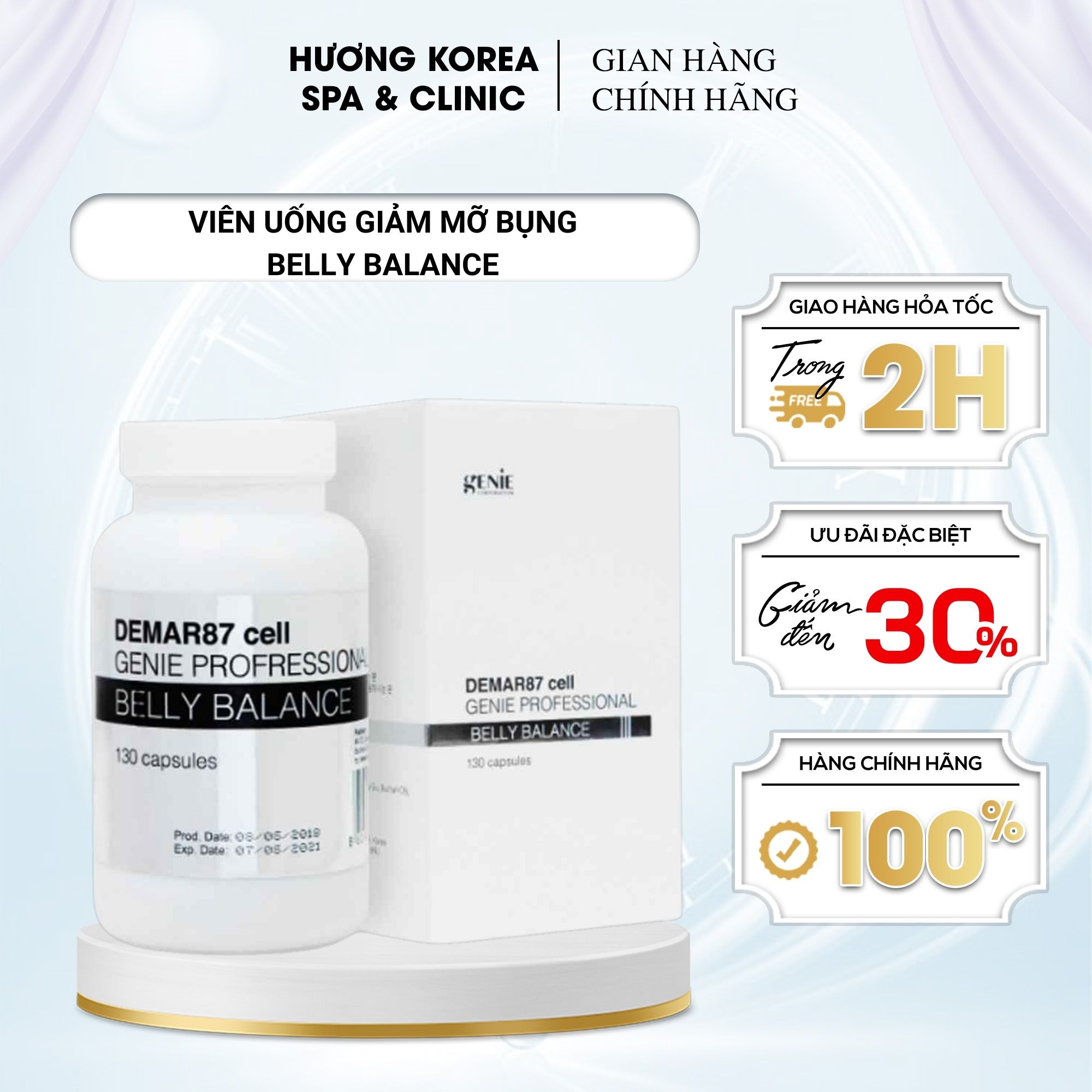 Viên Uống Giảm Cân Huỷ Mỡ Bụng Derma87 Cell Belly Balance Genie