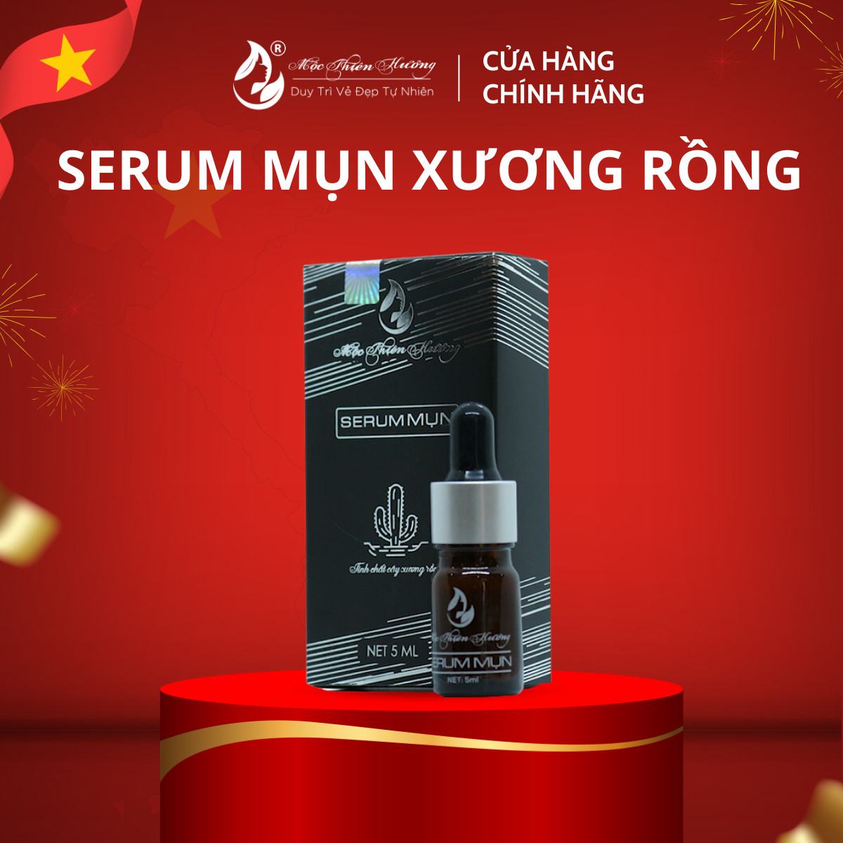 Serum mụn xương rồng xóa mụn, mờ thâm mộc thiên hương nguyên chất 5ml