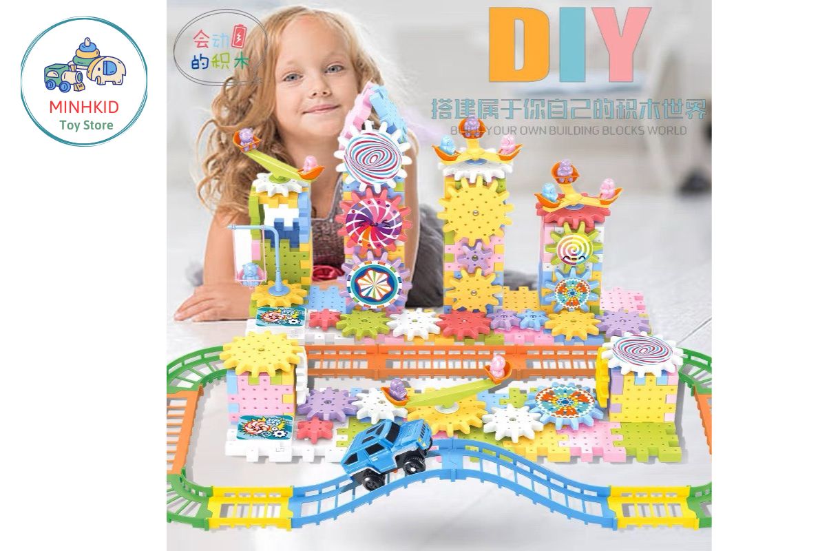 Lego bánh răng,đồ chơi lắp ráp bánh răng chuyển động 135 chi tiết hàng minhkid chất liệu nhựa abs an toàn cho bé