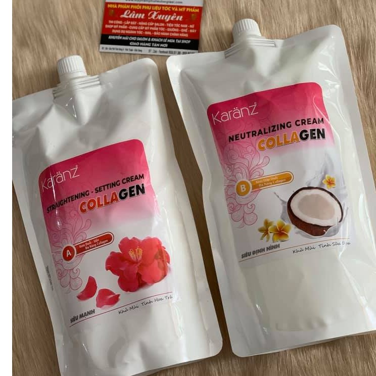 Duỗi siêu mạnh KARANZ hoa trà trái dừa 1000ml CHÍNH HÃNG duỗi uốn đa năng, uốn nóng, bóng tóc, khử mùi giá sỉ salon