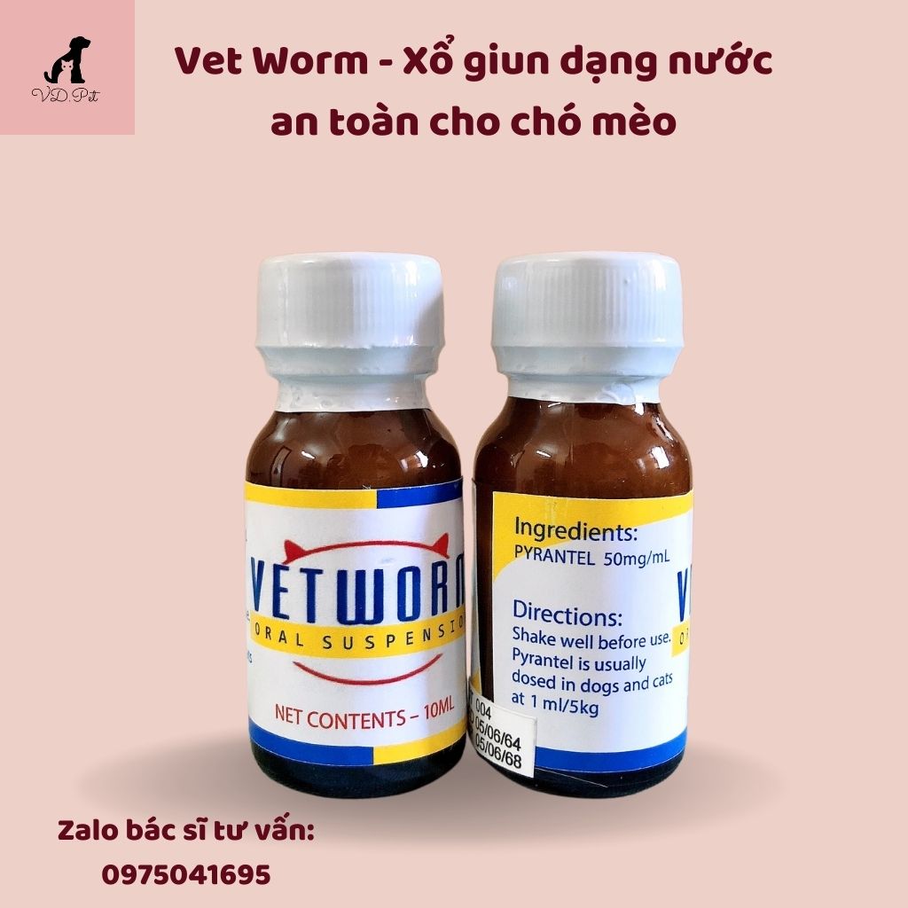 Xổ giun dạng nước an toàn cho chó mèo - Vet Worm