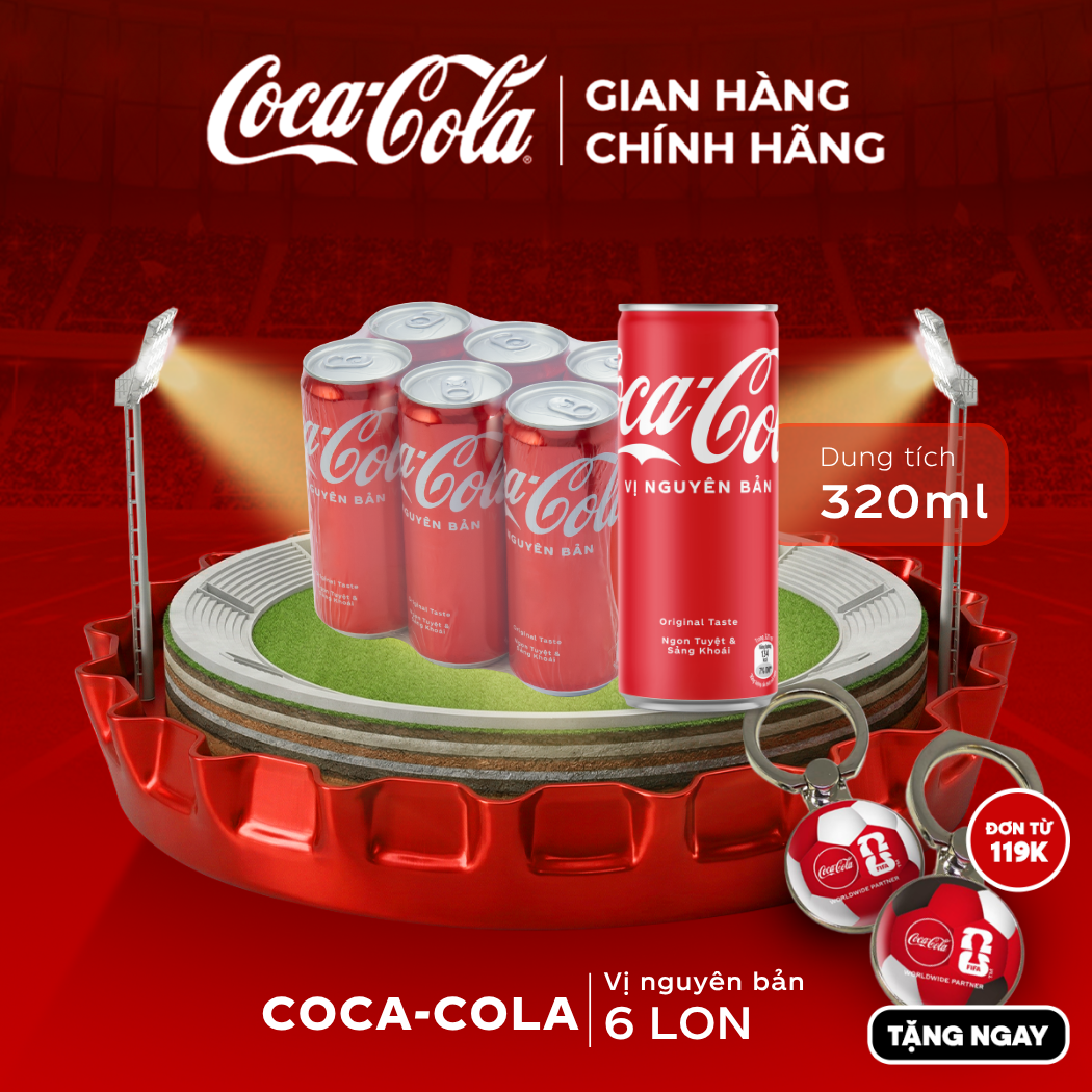 [SIÊU SALE ] Lốc 6 Lon Nước Ngọt Giải Khát Coca-Cola Vị Nguyên Bản Original 320m/Lon Sale 25.05 Coca-Cola Chính Hãng_LD