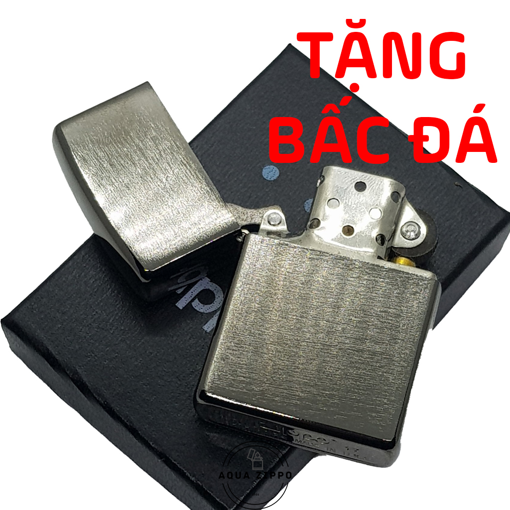 Bật lửa zippo đen, hộp quẹt zippo đen xước nguyên khối USA đầy đủ mã vạch kiểm tra