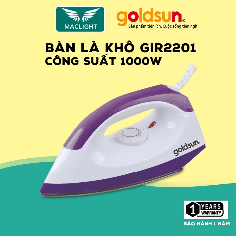 Bàn là khô goldsun gir2201, gir2202 đế nhôm đúc chống dính, g suất 1000w | maclight
