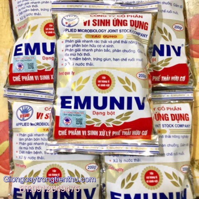 Combo-5 gói chế phẩm vi sinh xử lý phế thải hữu cơ emuniv