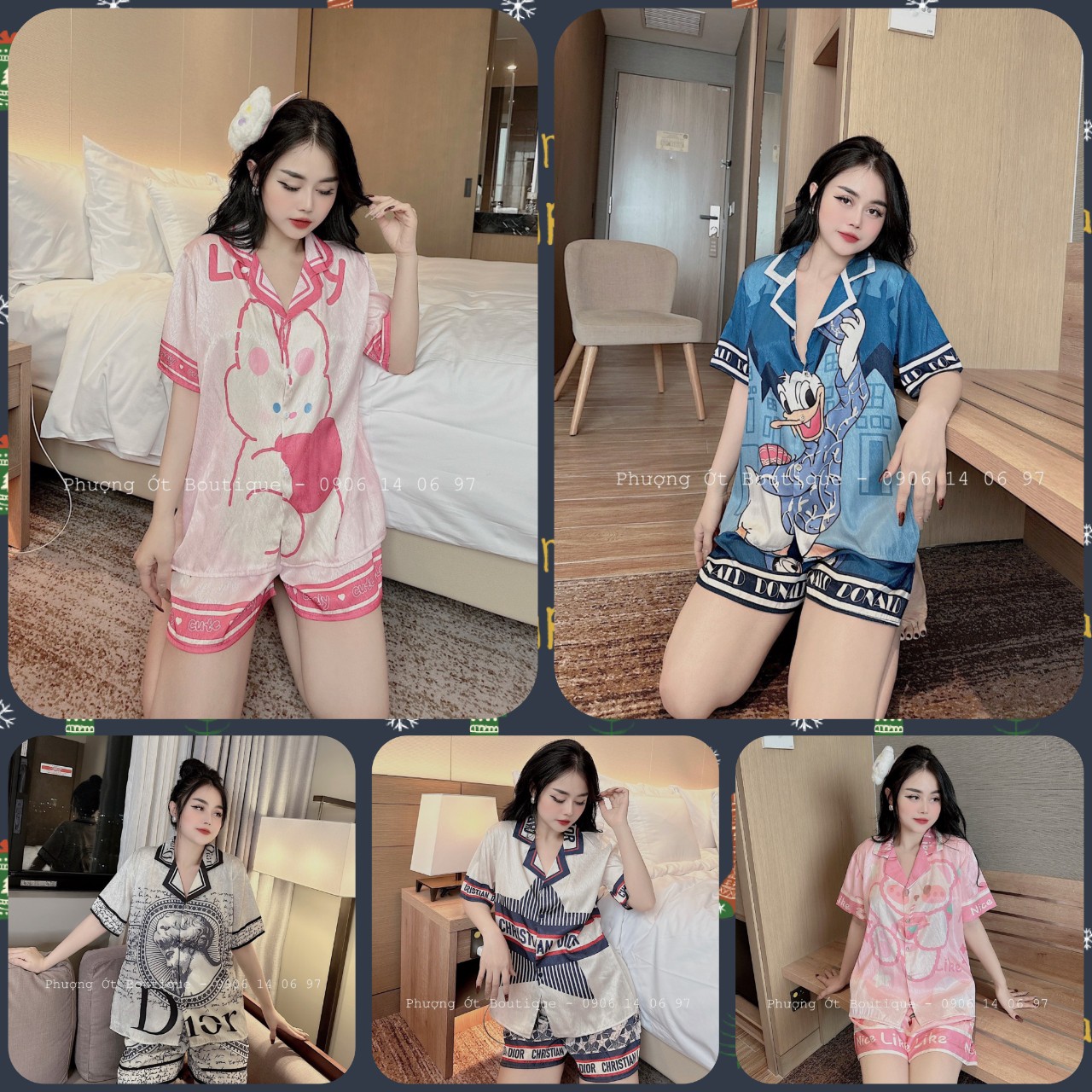 Đồ bộ đùi pijama lụa xước 3d cao cấp thiết kế victoria's hot dbj0128089