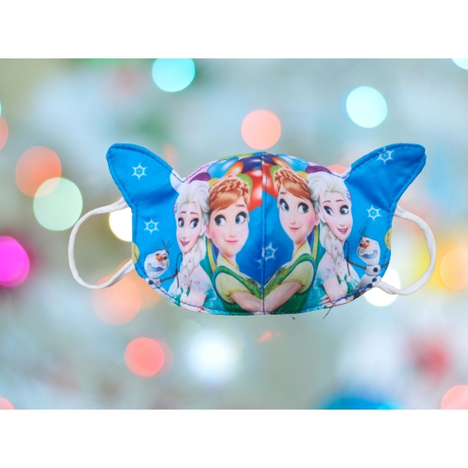 Khẩu trang vải 4 lớp công chúa elsa cho bé gái 4-7 tuổi