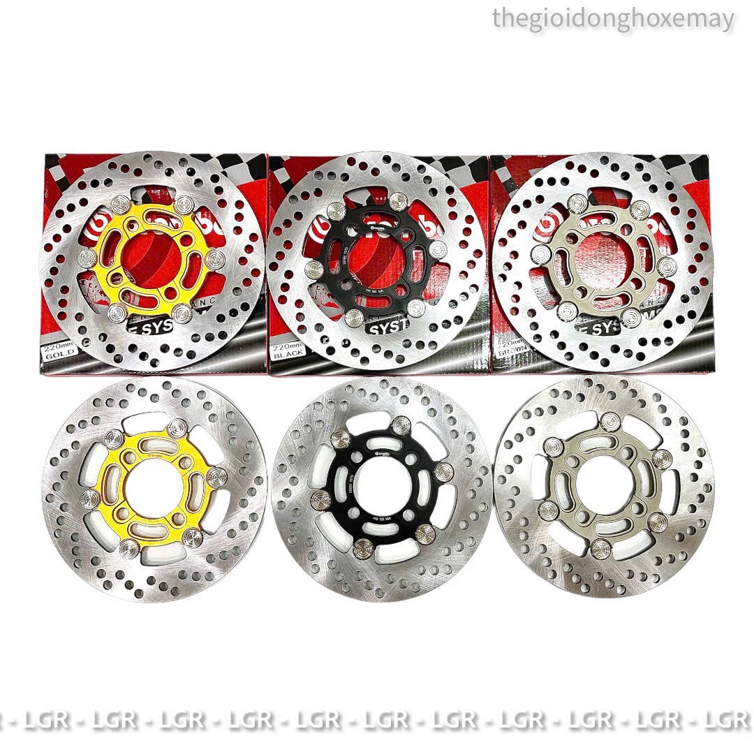 Đĩa BB Size 220mm V3 Mẫu Tròn Khoen Inox 304 4 Lổ