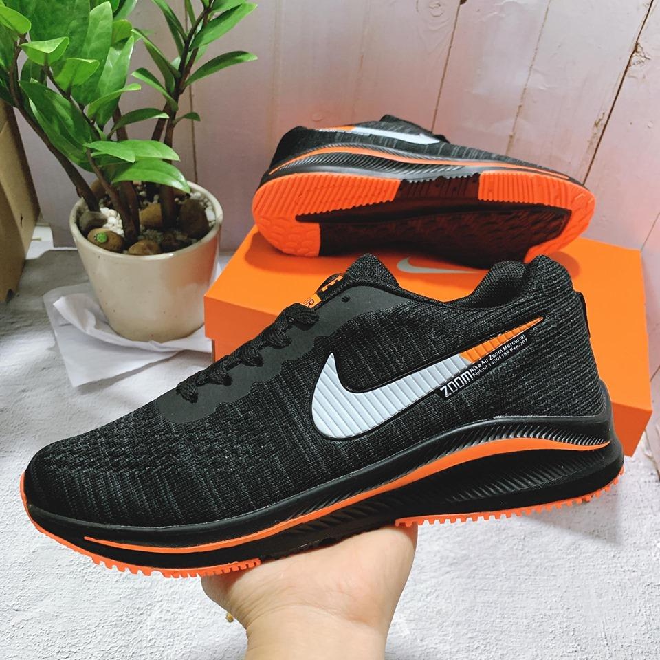 Giày sneaker màu đen sọc cam thời trang nam full box