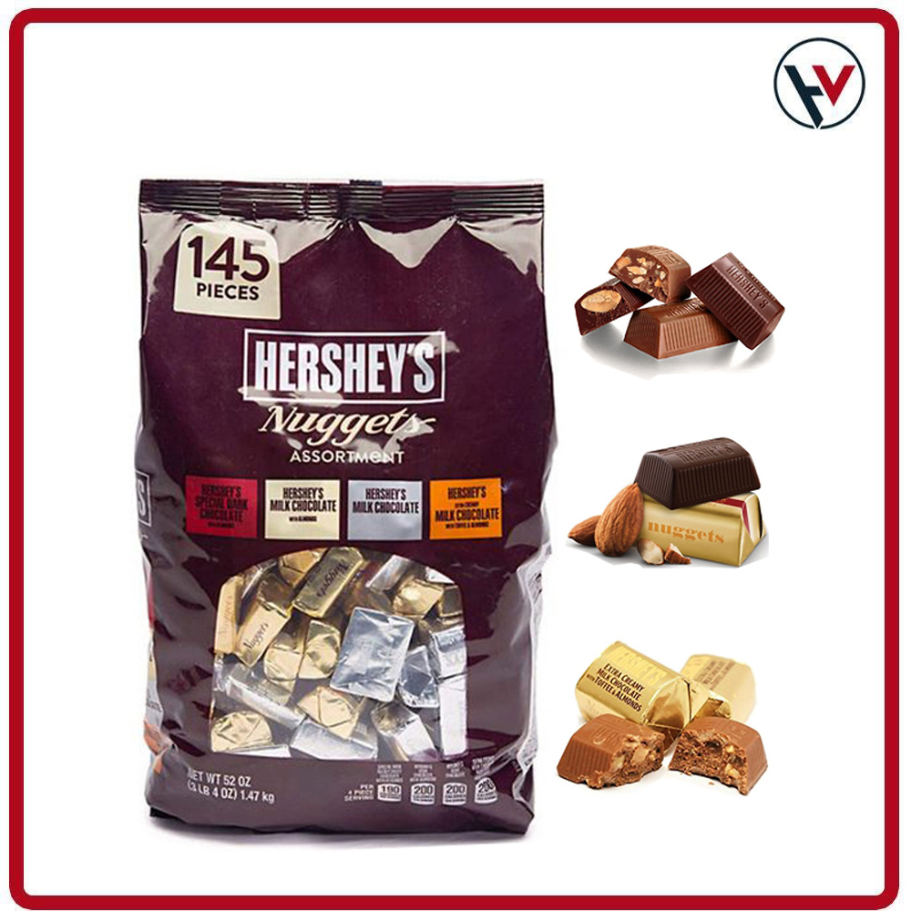 Socola hạt hạnh nhân hershey's nuggets assortment, variety pack 145 viên mỹ 1.47kg