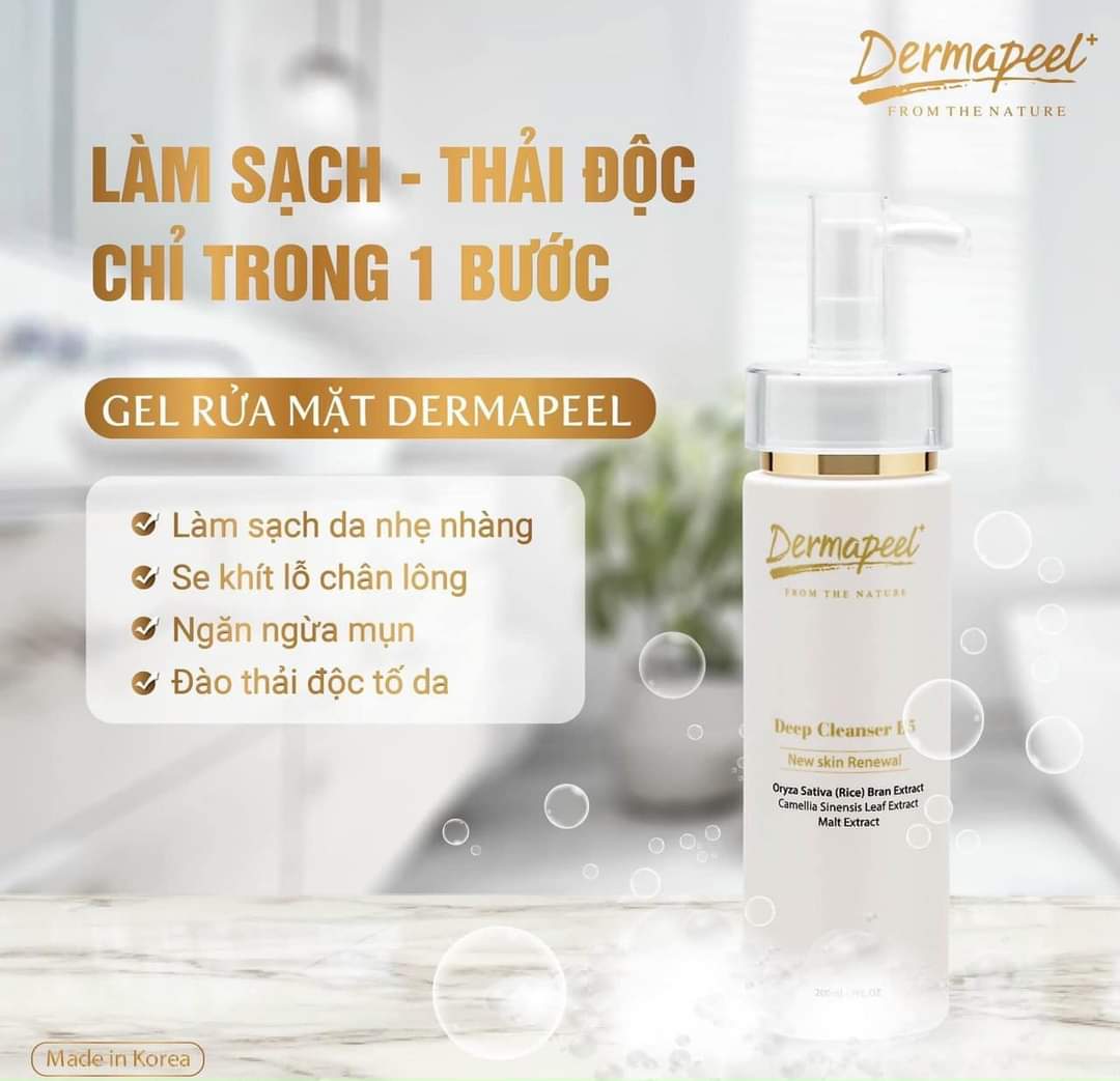 Sữa rửa mặt cao cấp dermapeel+ deep cleanser b5 ph cân bằng - sạch sâu - kiềm dầu - cân bằng ph - dưỡng ẩm - thải độc - chống lão hóa