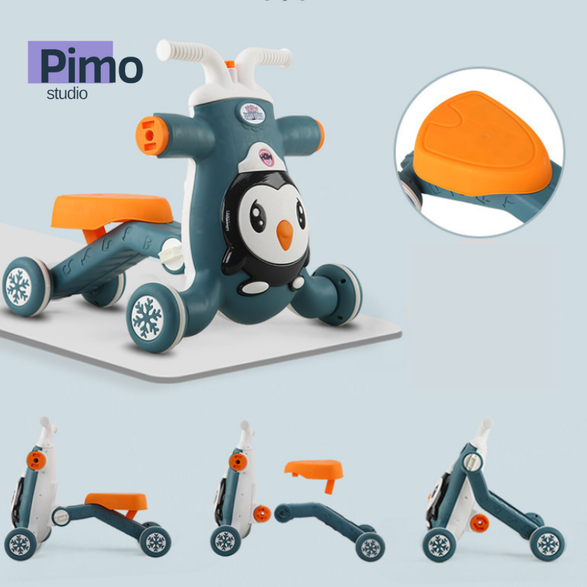 Xe tập đi cho bé đa năng 3 trong 1, Xe tập đi chim cánh cụt có nhạc và đèn cao cấp Pimo Studio