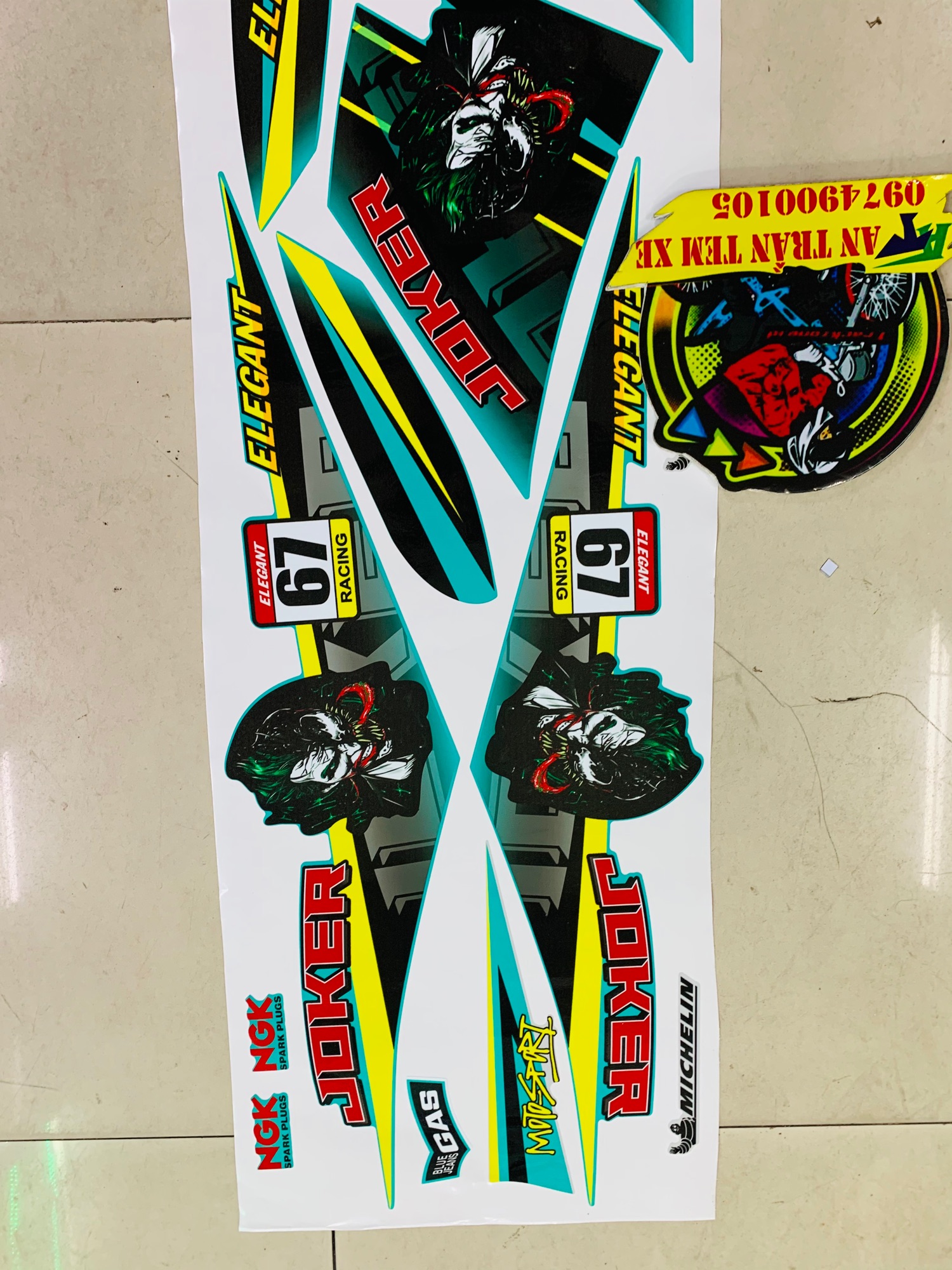 [HCM]Tem rời elegant mẫu joker in decal 3 lớp bóng cao cấp không bay màu