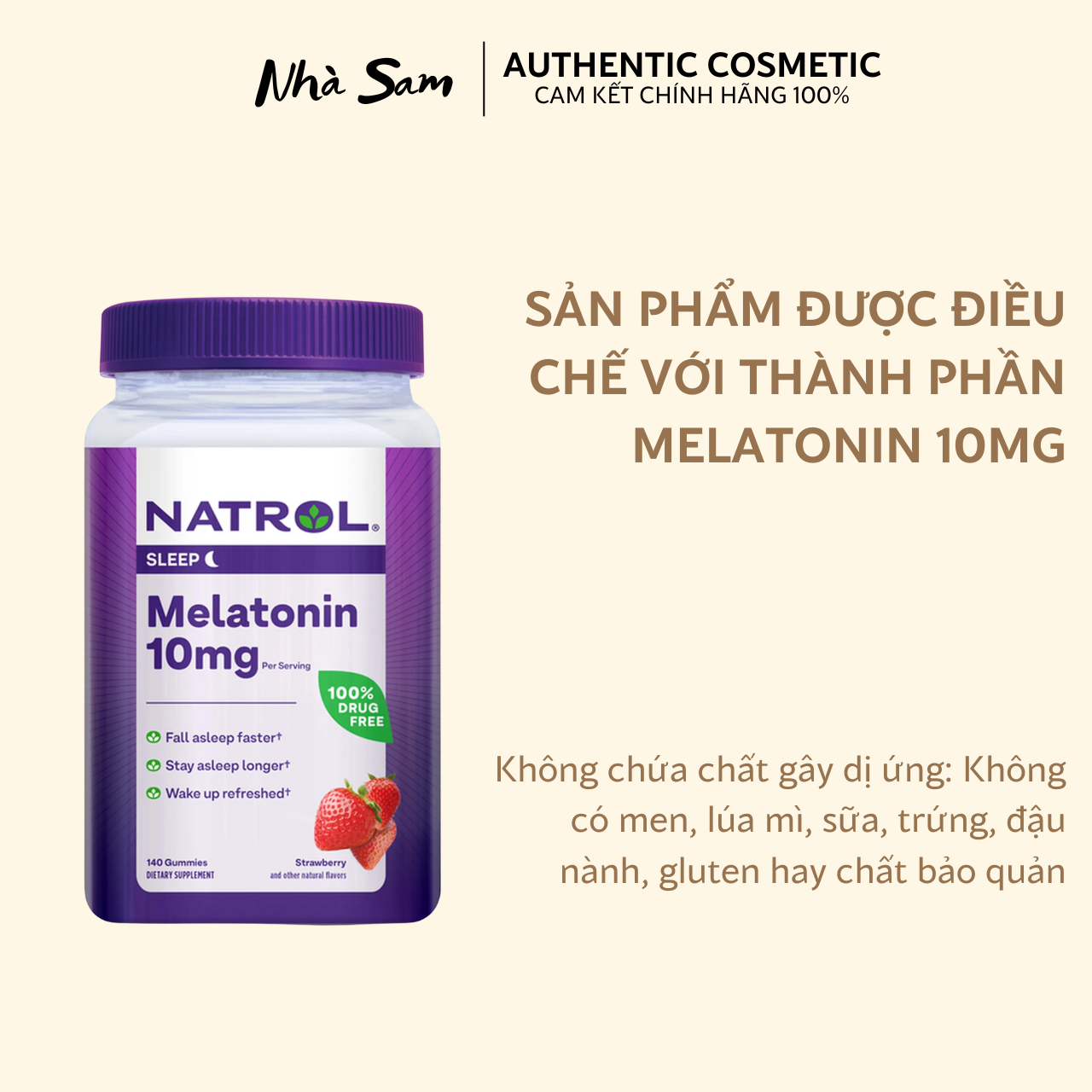 Kẹo Dẻo Ngủ Ngon Natrol Gummies Melatonin 10mg Hỗ Trợ Giấc Ngủ Tự Nhiên | Nhà Sam