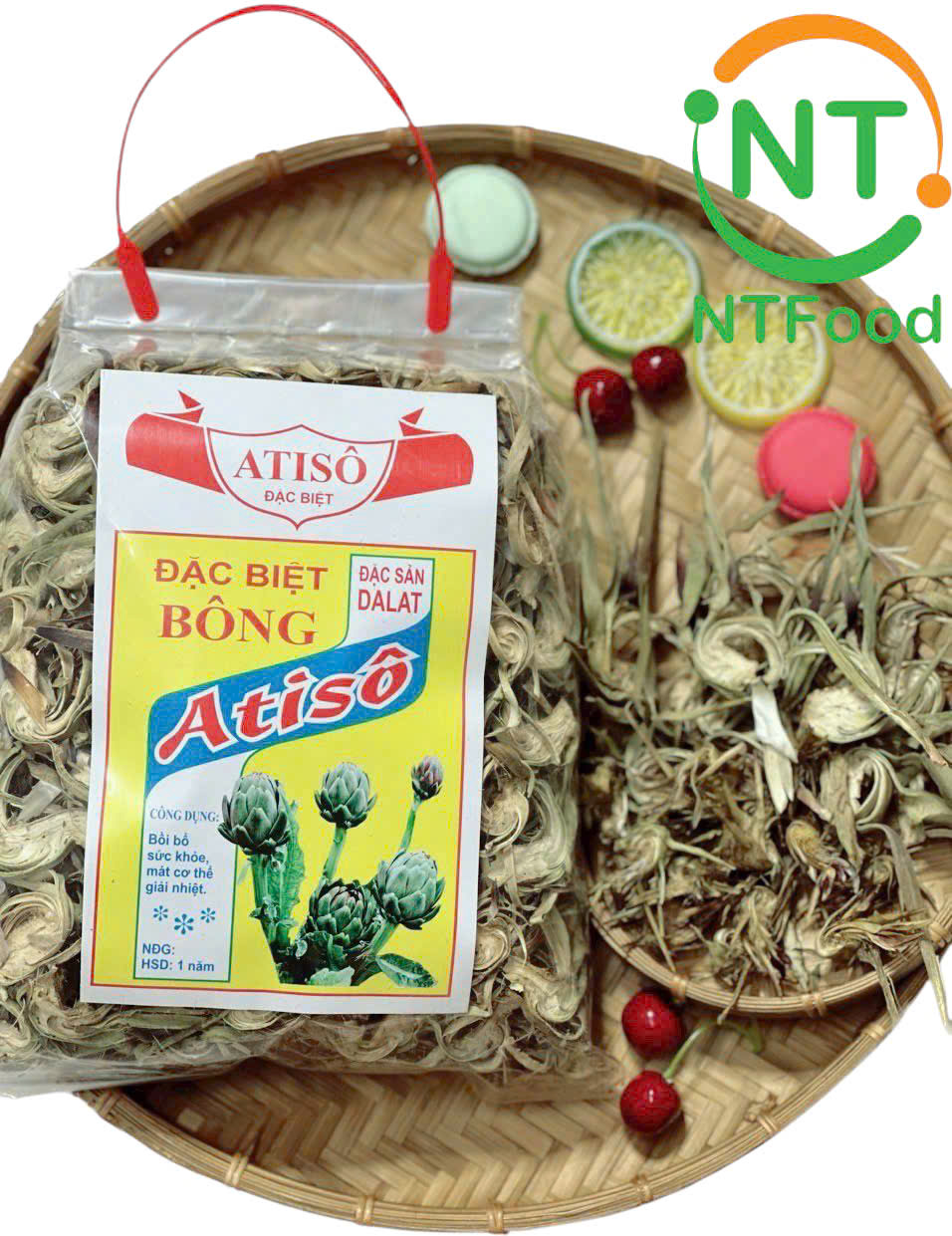 Bông atiso Đà Lạt sấy khô 100% từ bông túi 500gr NTFood - Dùng pha nước uống, thanh mát, giải nhiệt - Nhất Tín Food