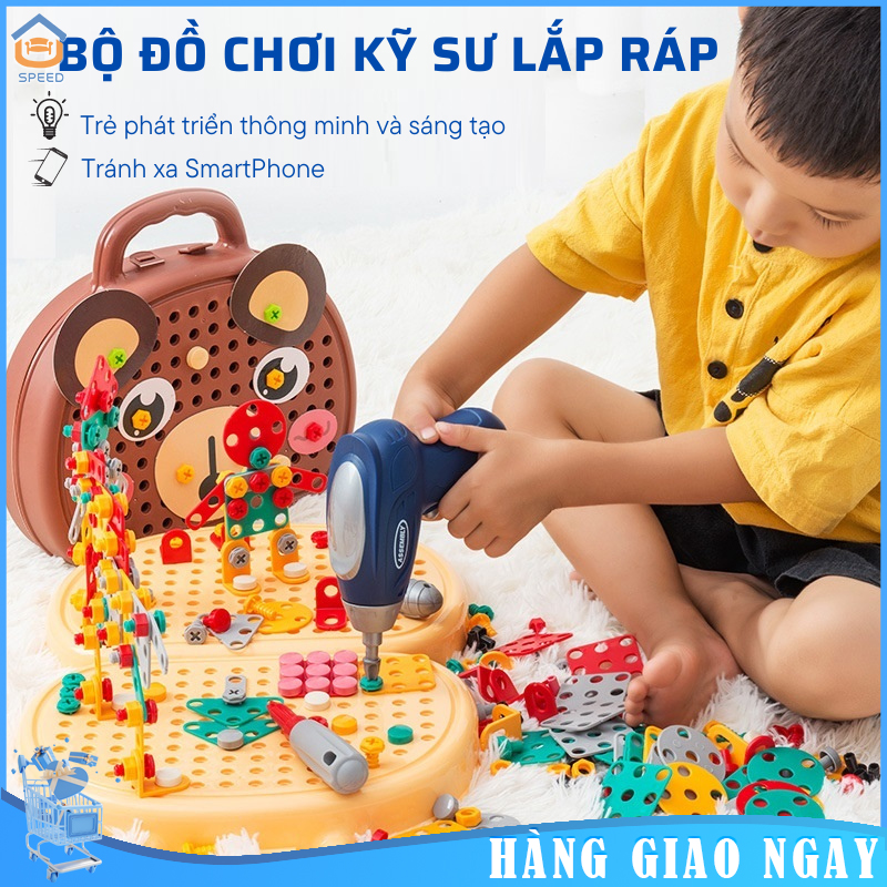 Hộp dụng cụ trẻ em vít 2 mặt - đồ chơi tuốc nơ vít, máy khoan điện, đồ chơi tuốc nơ vít, đồ chơi máy khoan điện, đồ chơi phát triển trí tuệ Montessori