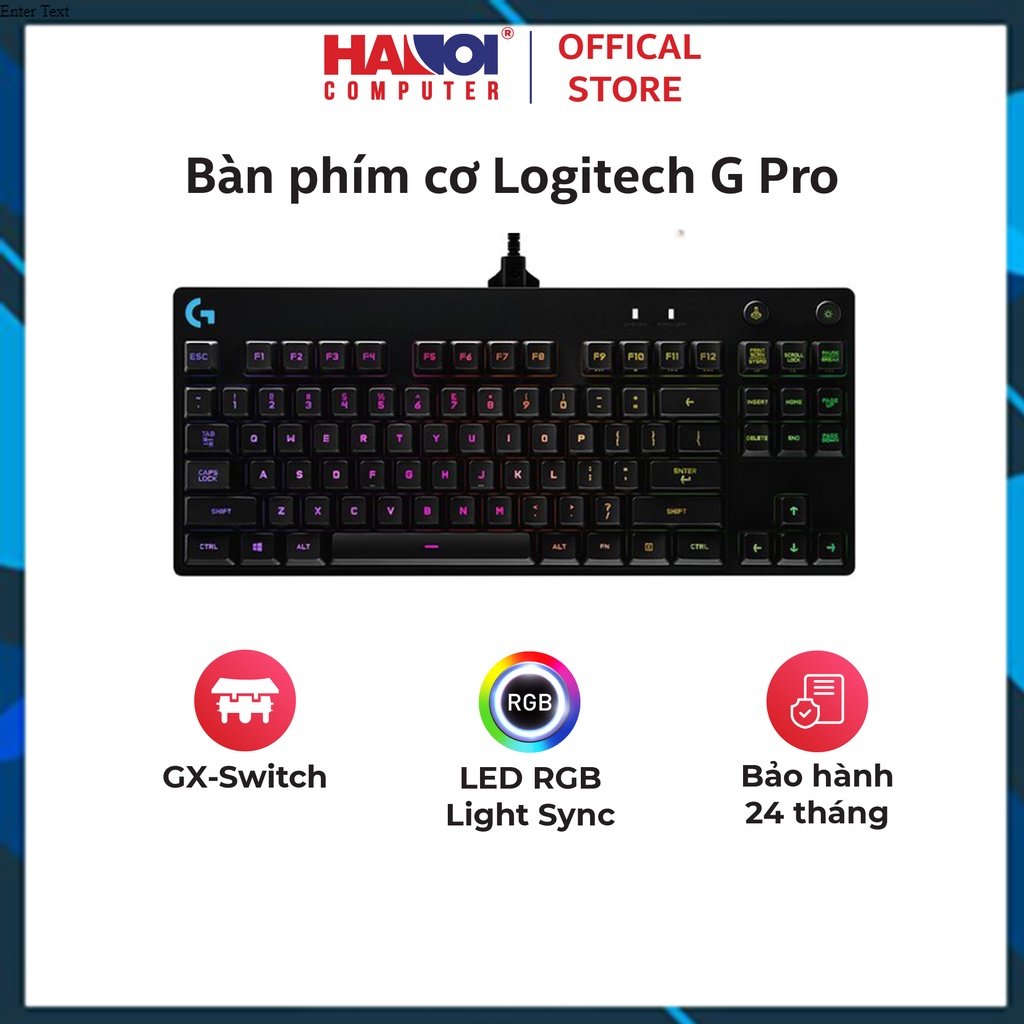 Bàn phím cơ Logitech G Pro (USB/RGB Lightsync/đen) Led RGB 16.8 triệu màu.
