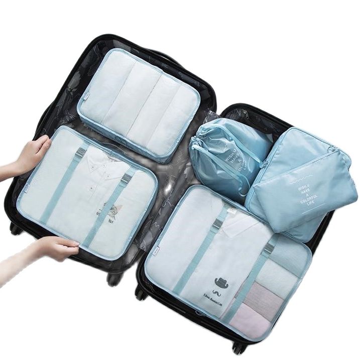 Set 6 túi du lich 1 mặt lưới tiện lợi phân loại đồ khi mang đi du lịch